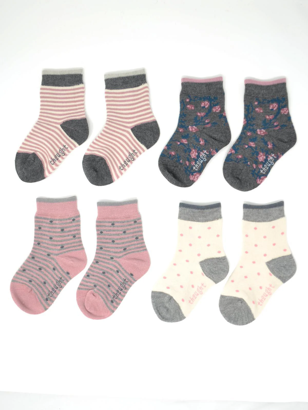 Rose Bamboo Baby Spot & Stripe Socks Gift - Flockneti