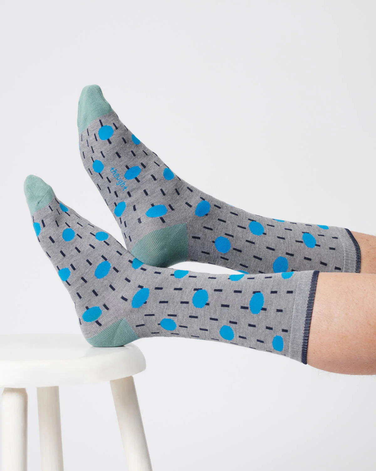 Mens Dash Spot Bamboo Socks - Grey Marl - Flockneti