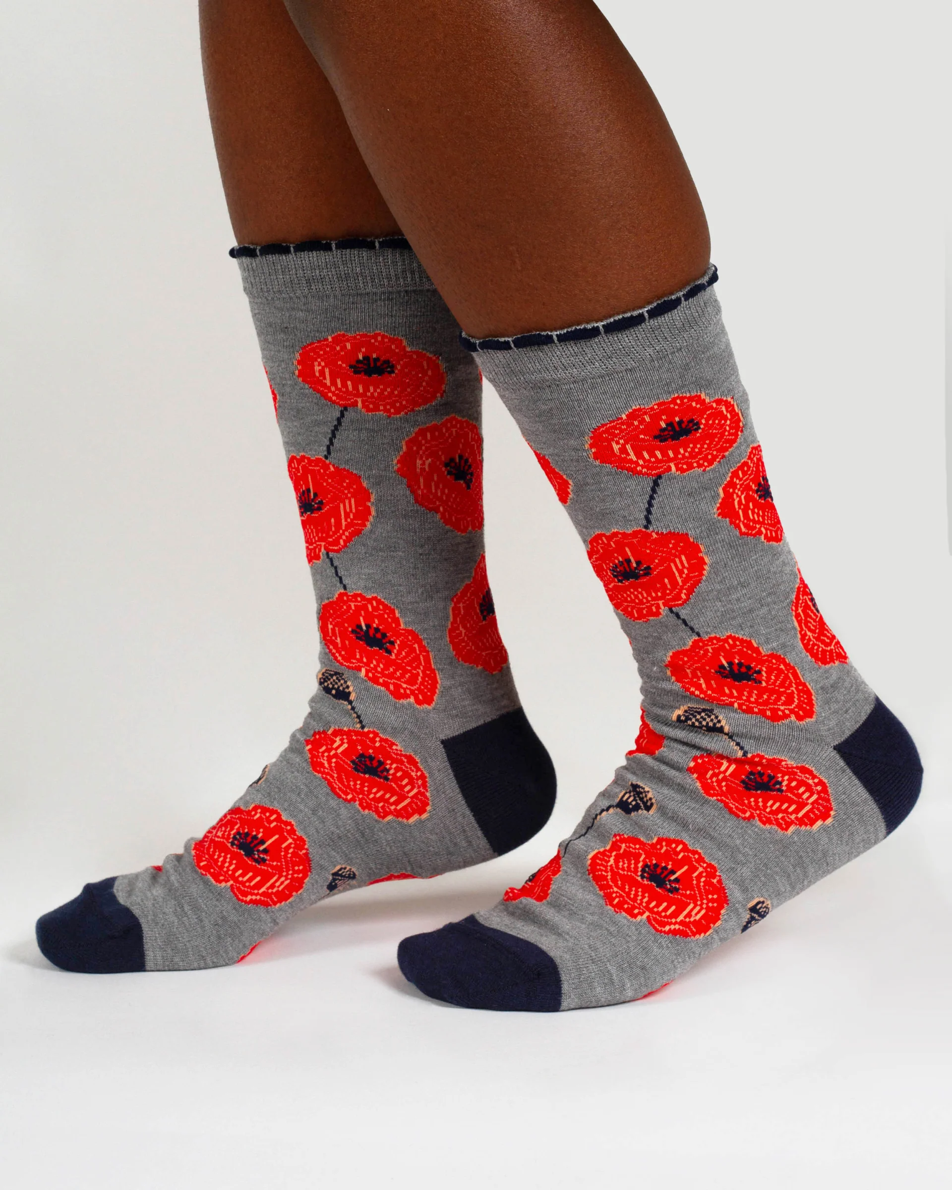 Womens August Birth Flower Sock - Poppy - Flockneti