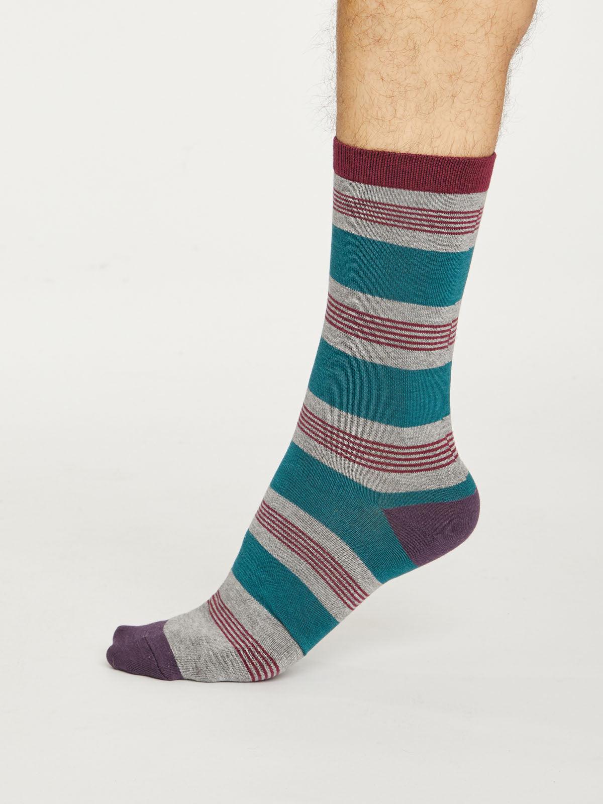 Jesper Stripe Socks - Mid Grey Marle - Flockneti
