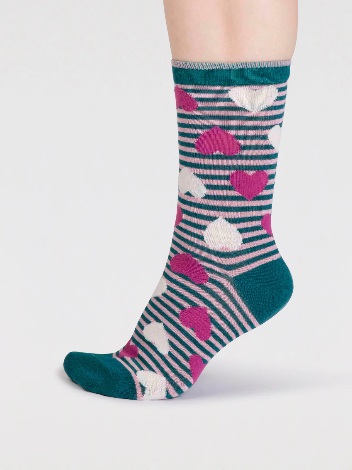 Haddie Bamboo Love Heart Socks - Malachite Green - Flockneti
