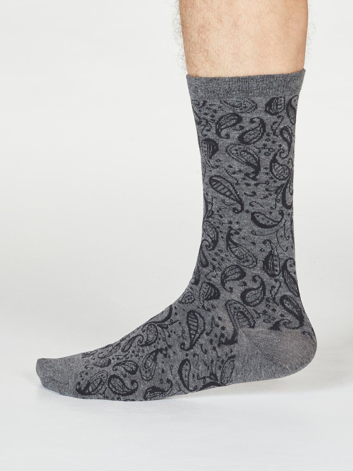 Larnard Paisley Socks - Dark Grey Marle - Flockneti
