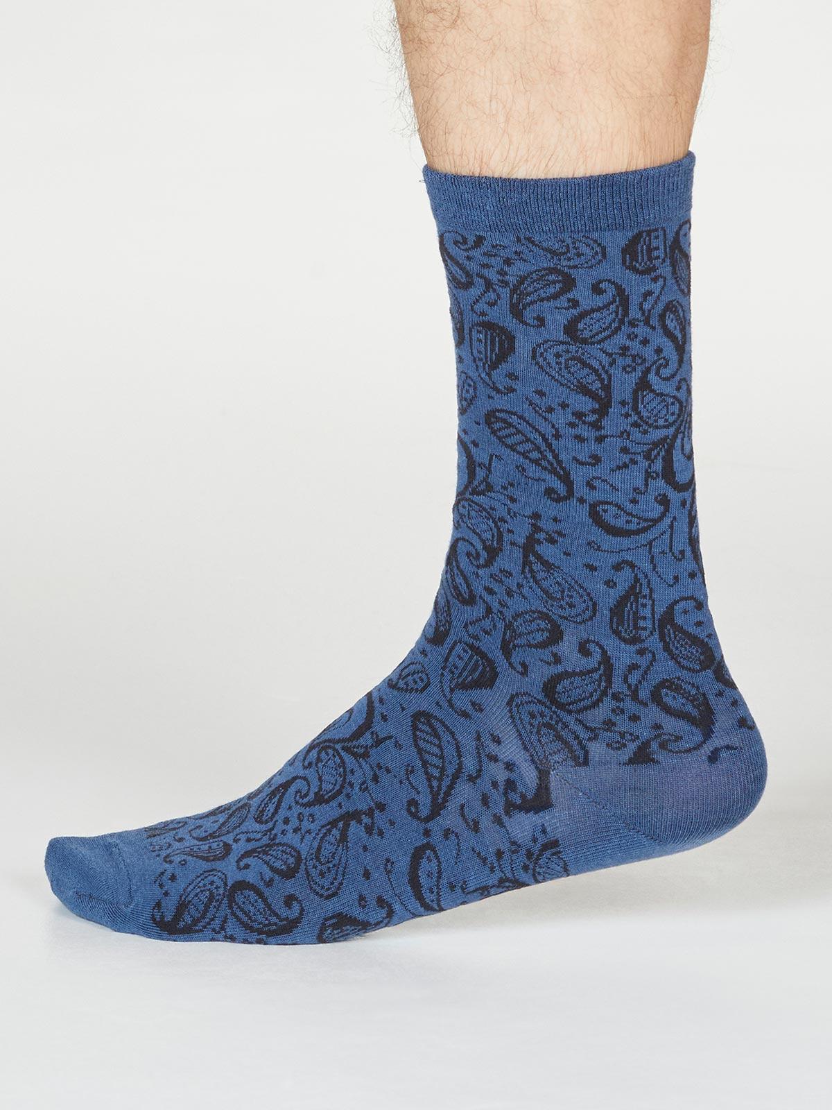 Larnard Paisley Socks - Blue Slate - Flockneti