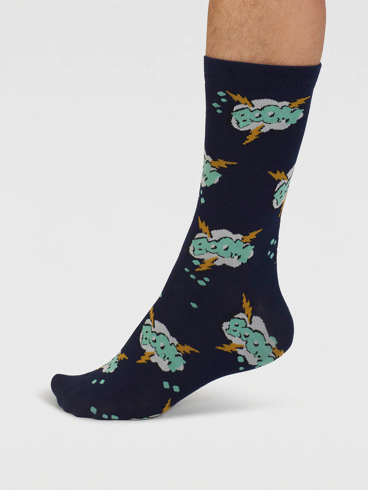 Tayler Art Pop Organic Cotton Socks - Navy - Flockneti