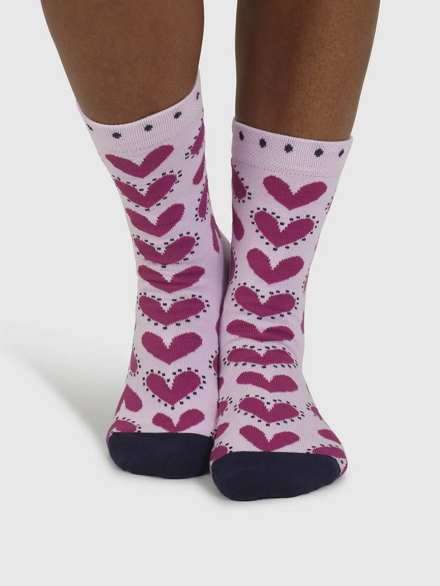 Tyas Heart Organic Cotton Socks - Dusk Lilac - Flockneti