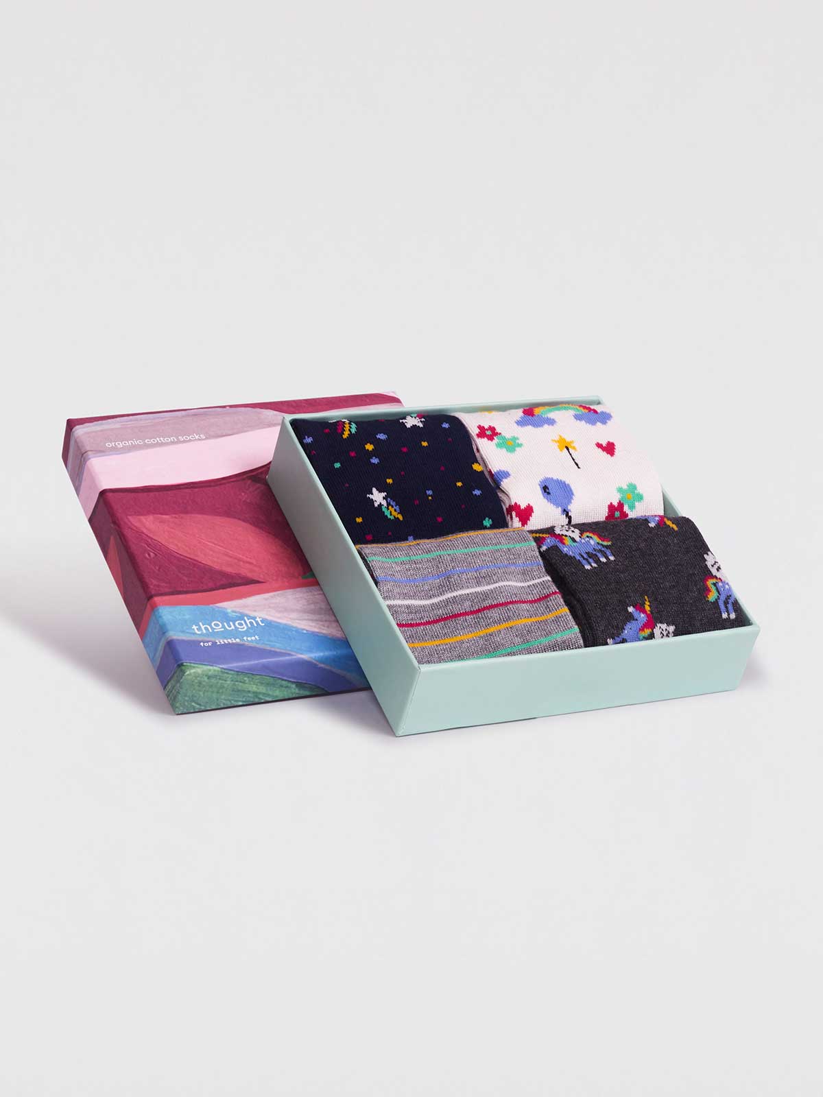Luma Bamboo Unicorn Kids 4 Sock Gift Box - Multi - Flockneti