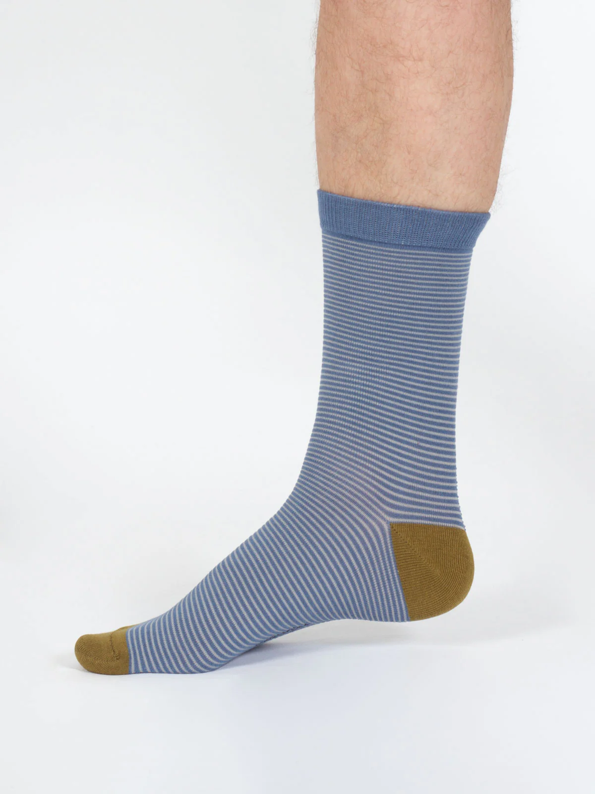 Thin Stripe Bamboo Crew Socks - Blue - Flockneti