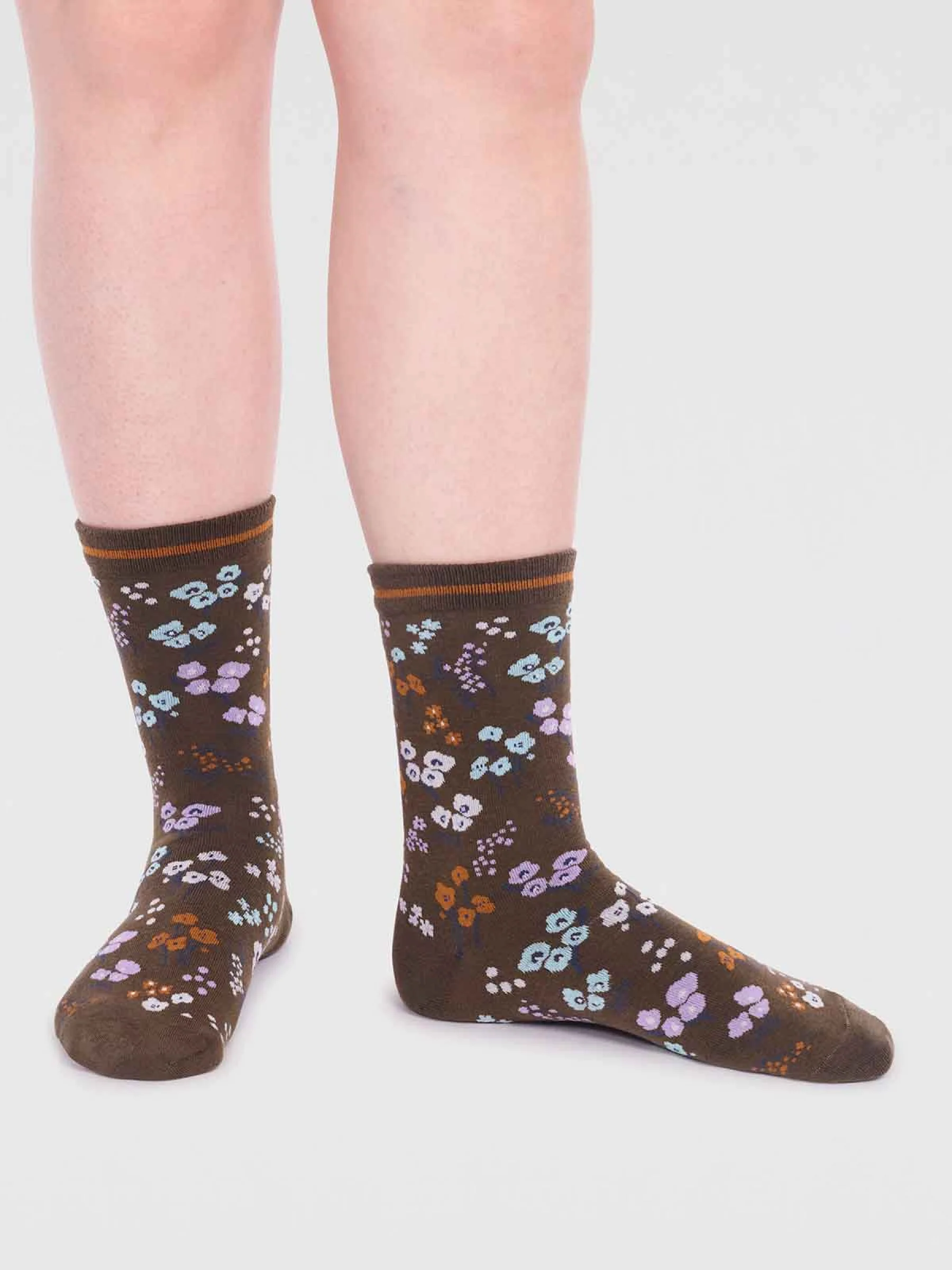 Laney Organic Cotton Floral Socks - Moss Green - Flockneti