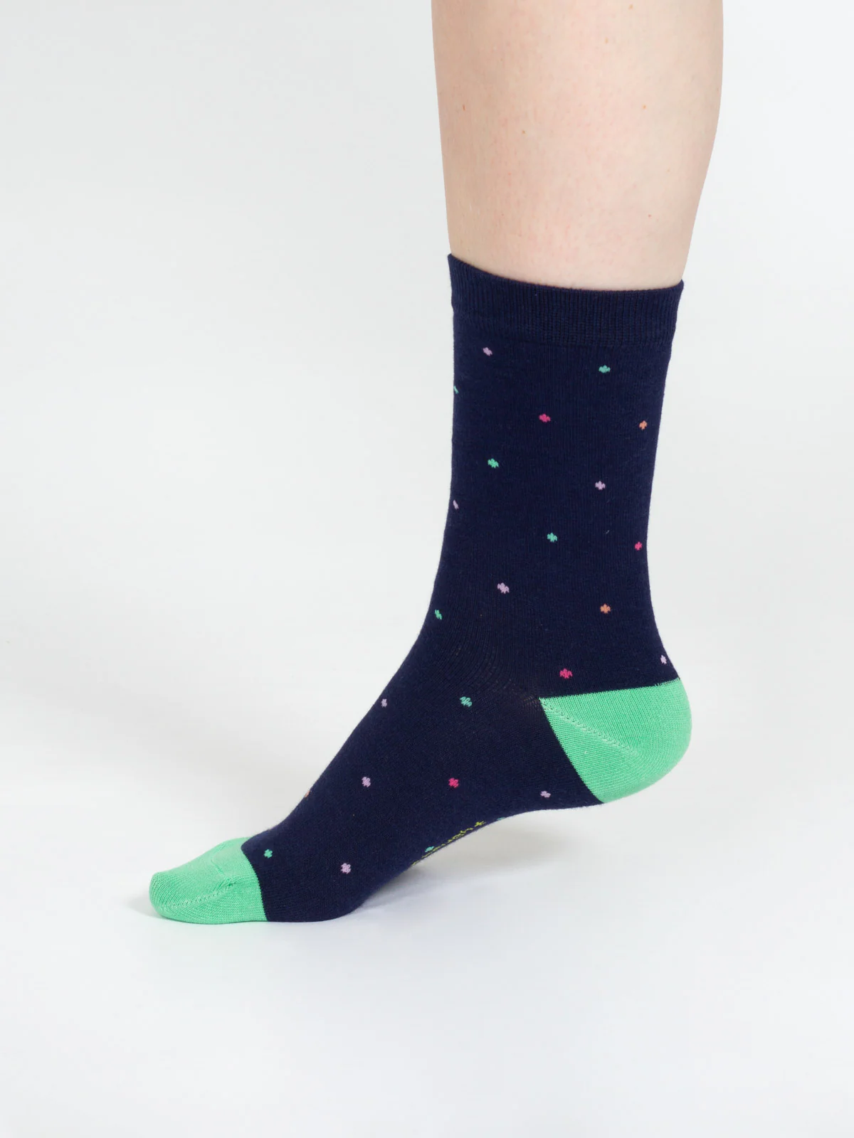 Mixed Shape Bamboo Socks - Navy/Green Spot - Flockneti