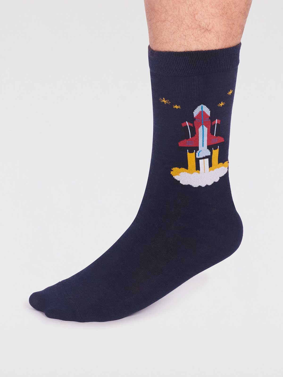 Onyx Organic Cotton Rocket Socks - Navy - Flockneti
