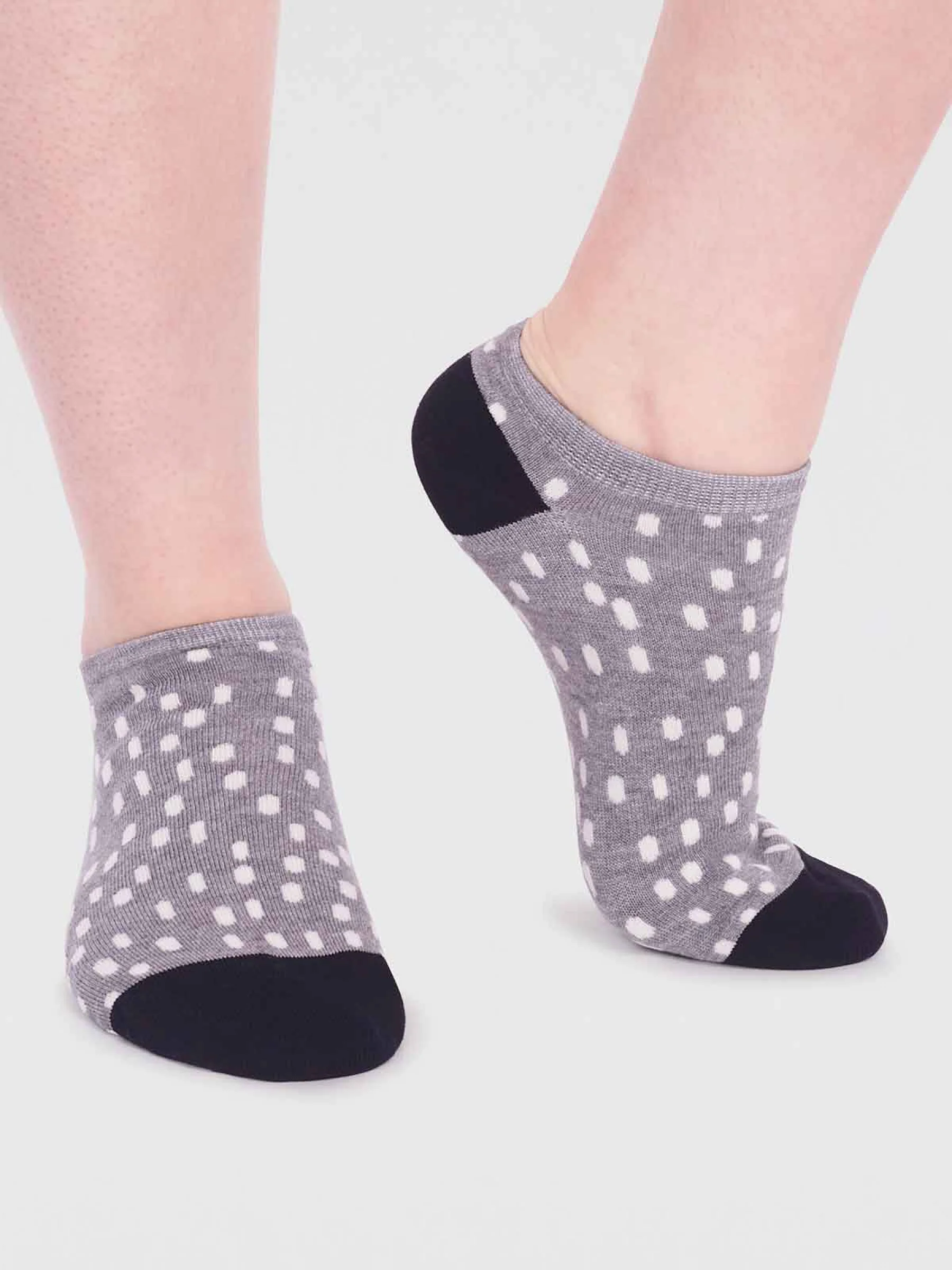 Serena Bamboo Spot Trainer Sock - Grey Marle - Flockneti