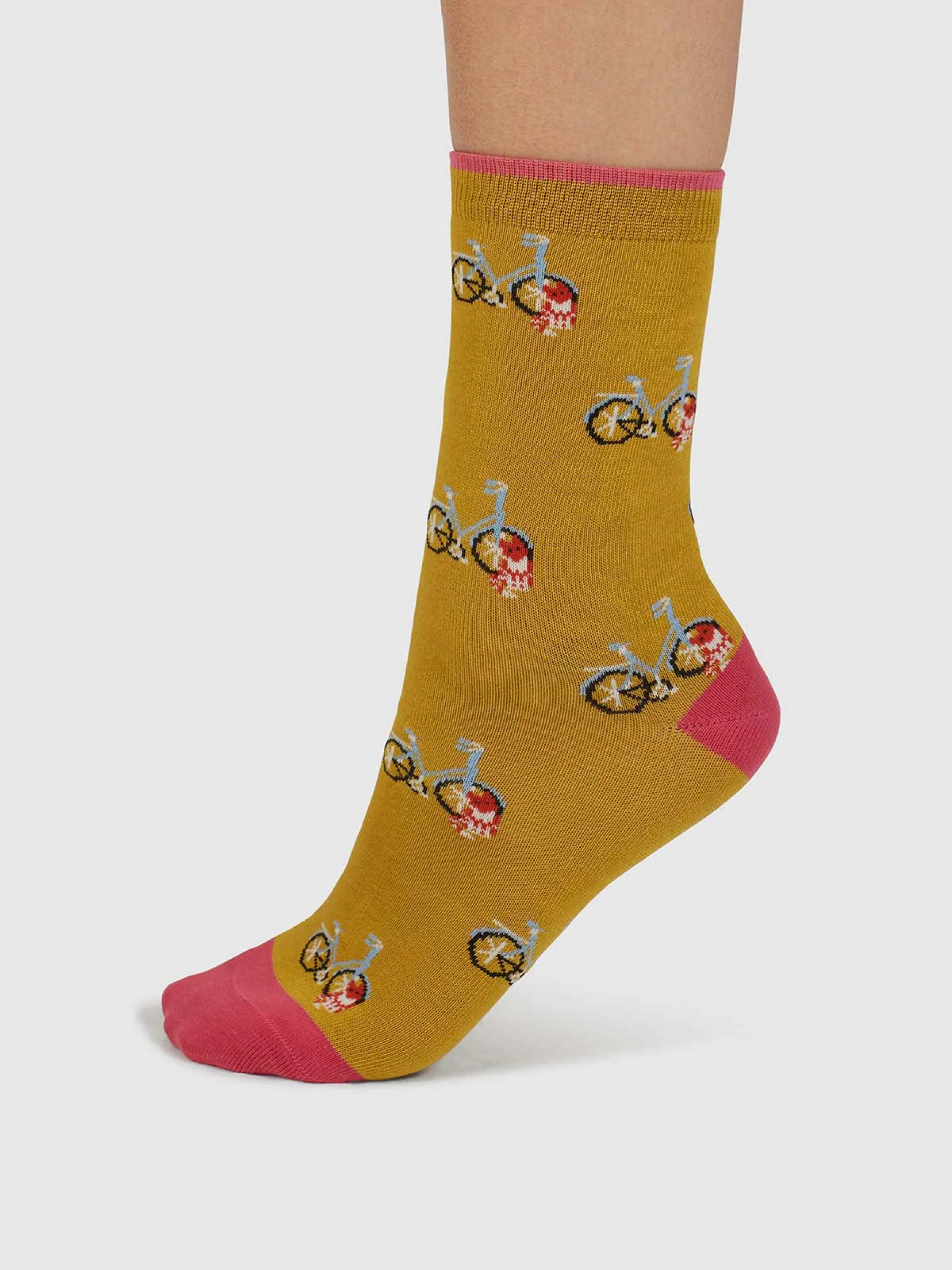 Dilloyn Cat And Bike Organic Cotton Socks - Pine Green - Flockneti
