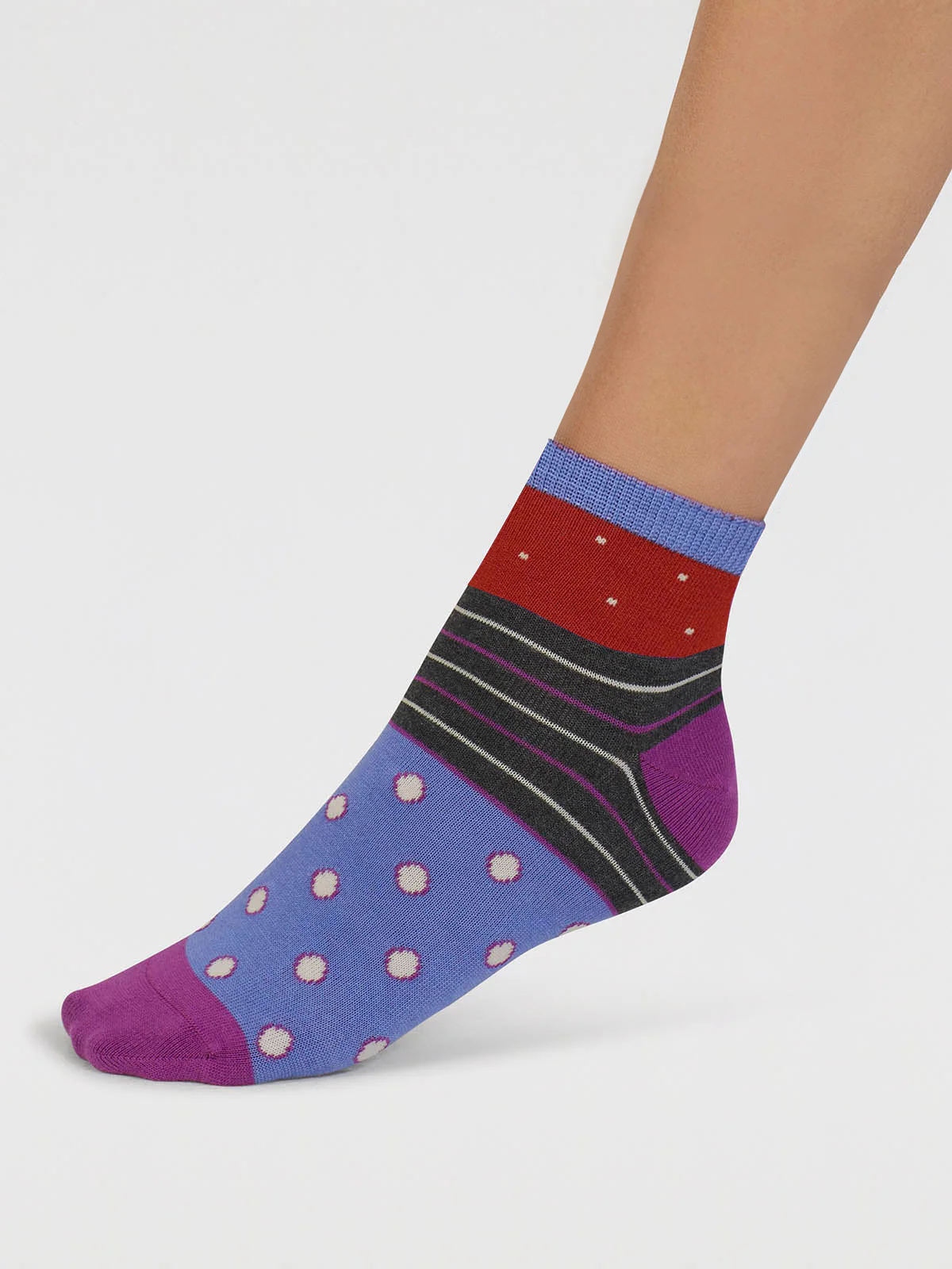 Rondel Spot And Stripe Bamboo Socks - Flame Orange - Flockneti