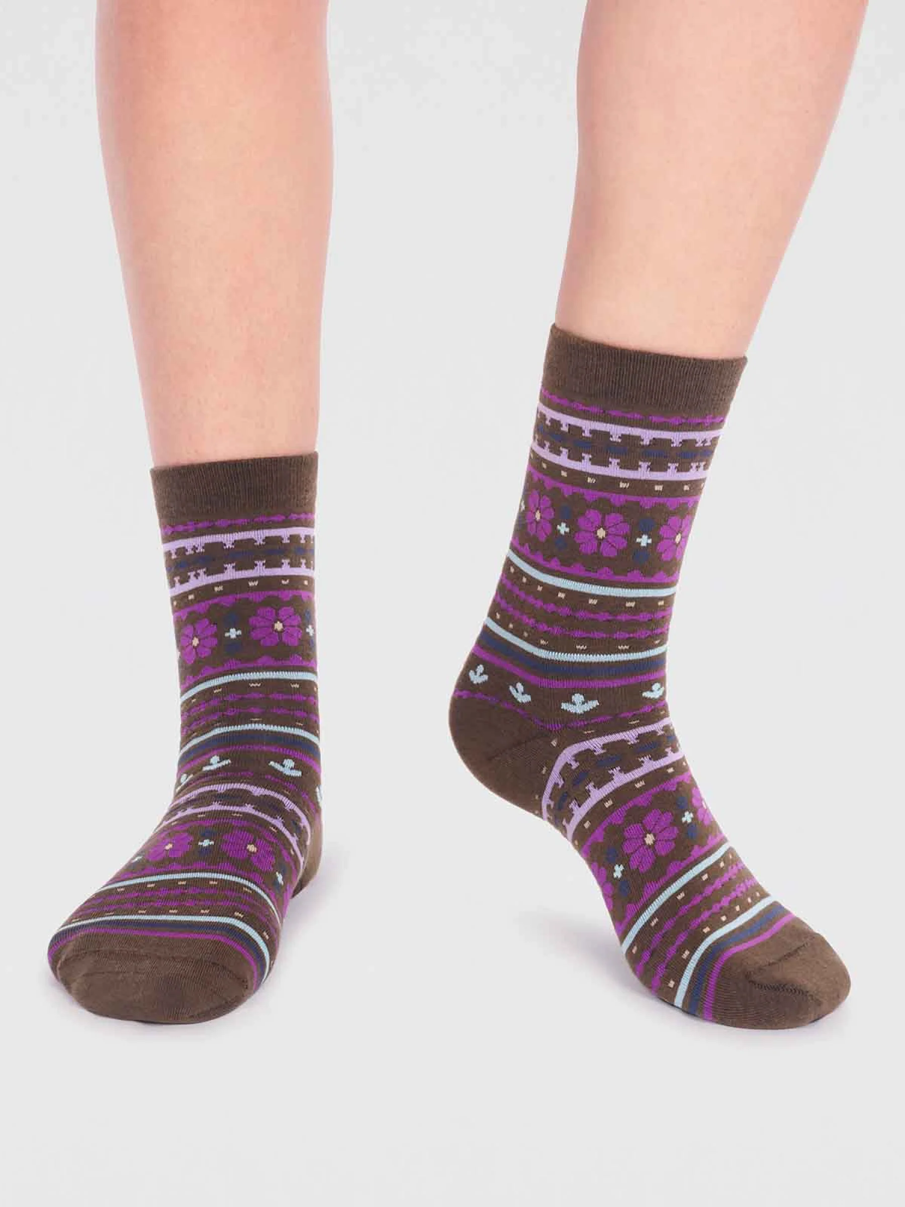 Waverly Organic Cotton Pattern Socks - Moss Green - Flockneti