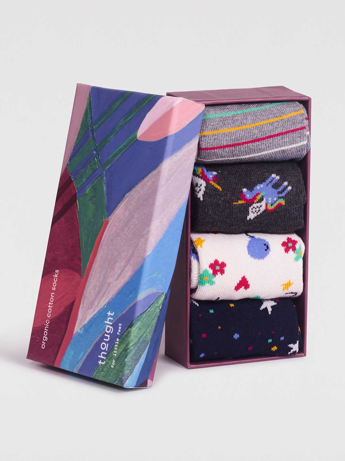 Luma Bamboo Unicorn Baby 4 Sock Gift Box - Multi - Flockneti