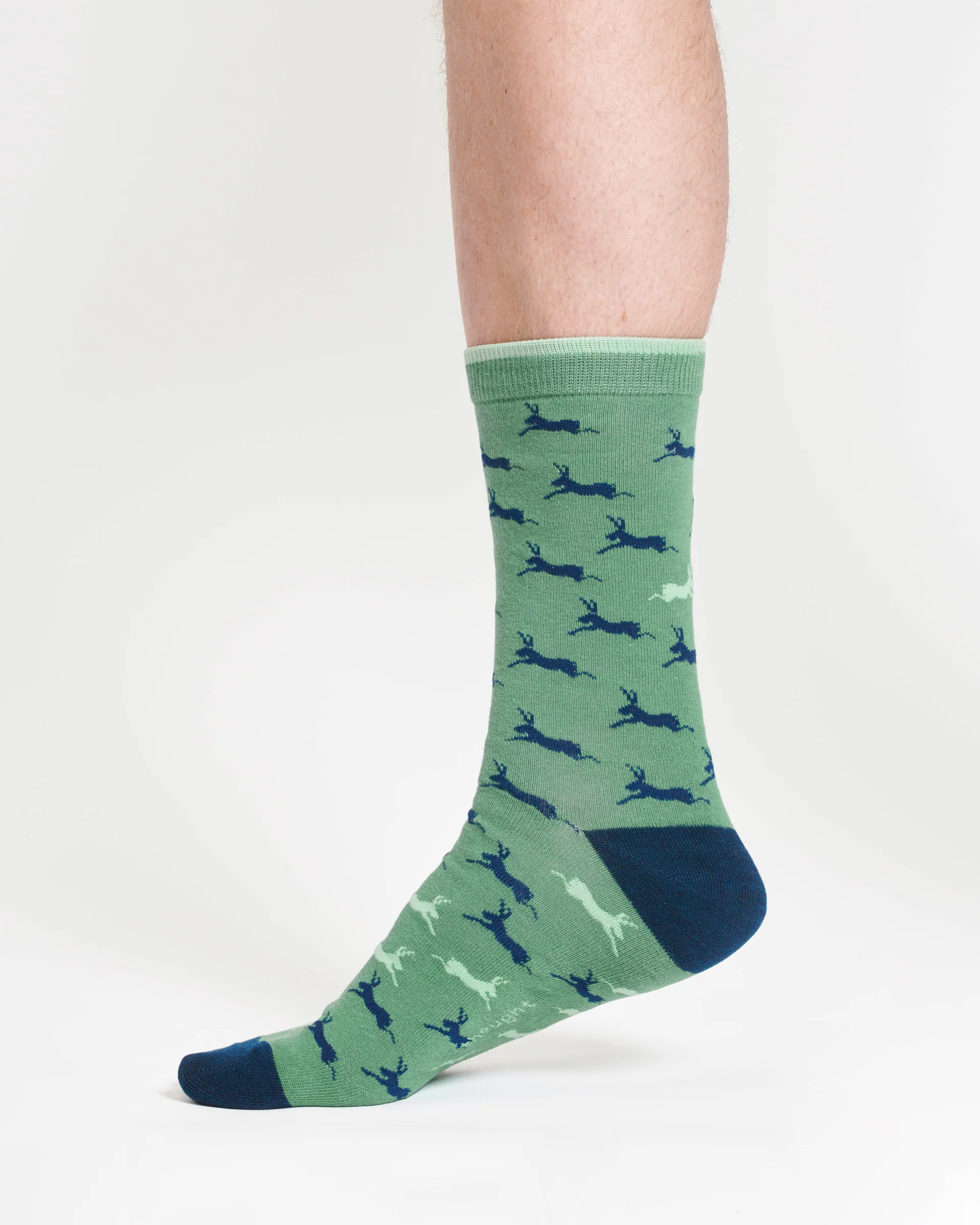 Hare Bamboo Crew Socks - Green/Hare - Flockneti