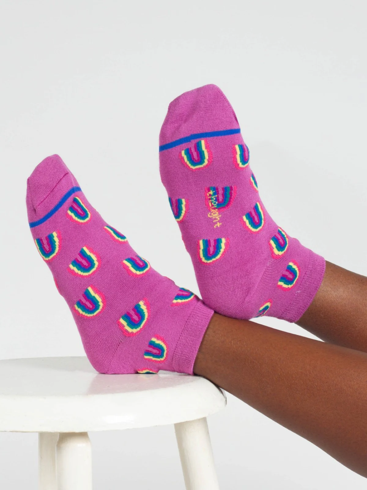Rainbow Short Bamboo Ankle Socks - Purple Multi - Flockneti
