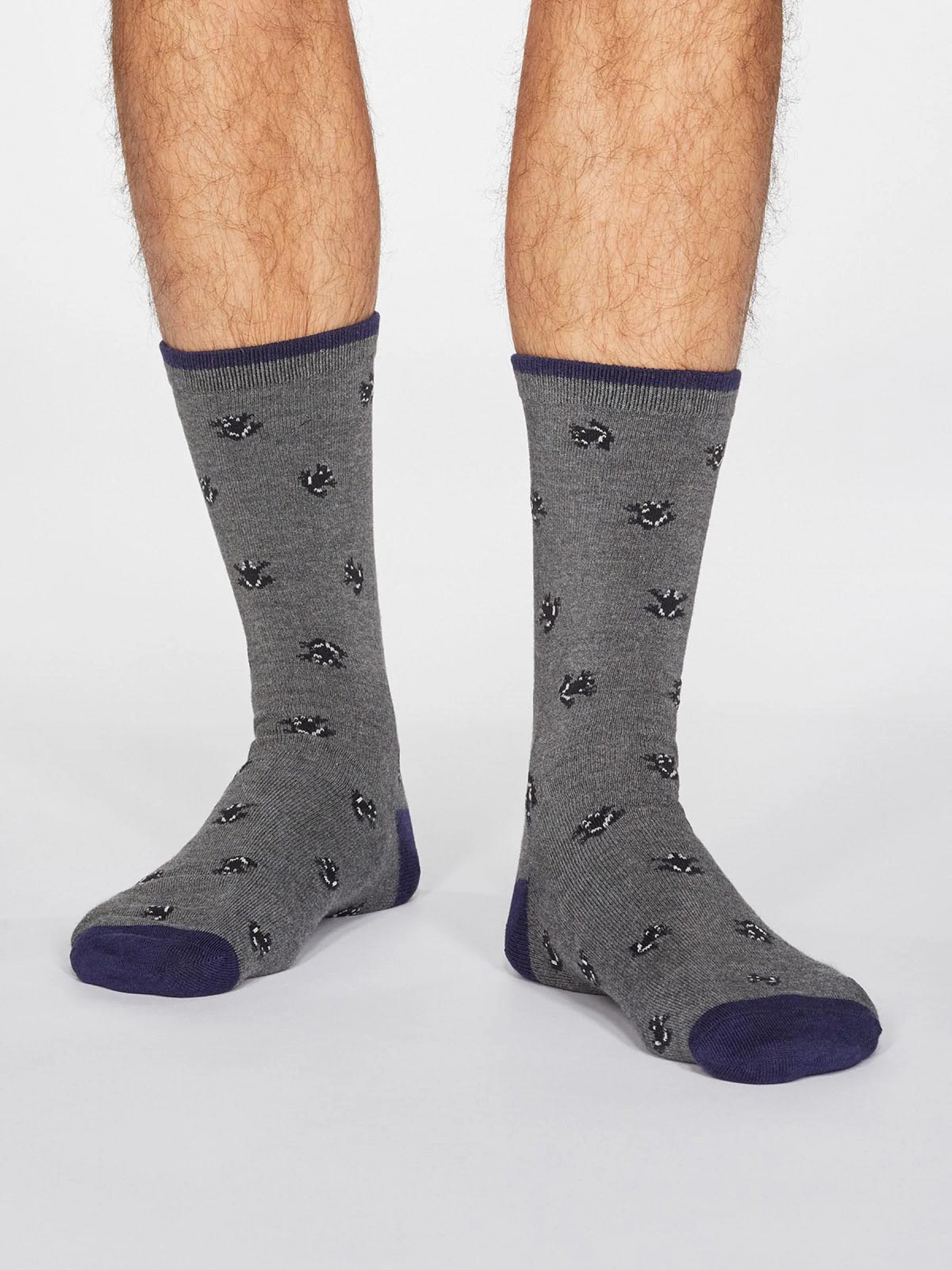 Wesley Frog Socks - Dark Grey Marle - Flockneti