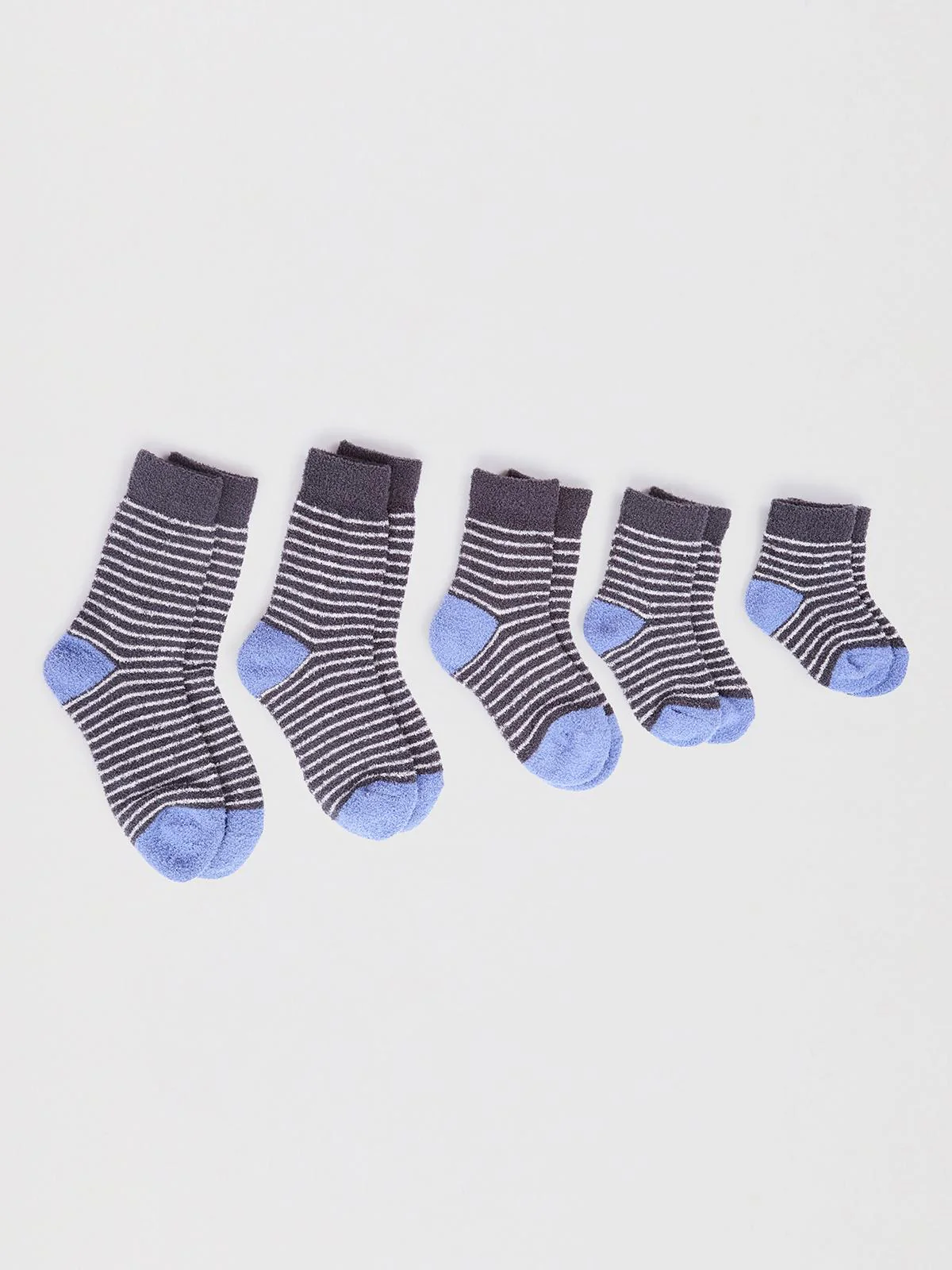 Sammie Baby Recycled Polyester Stripe Fluffy Sock - Dark Grey Marle - Flockneti