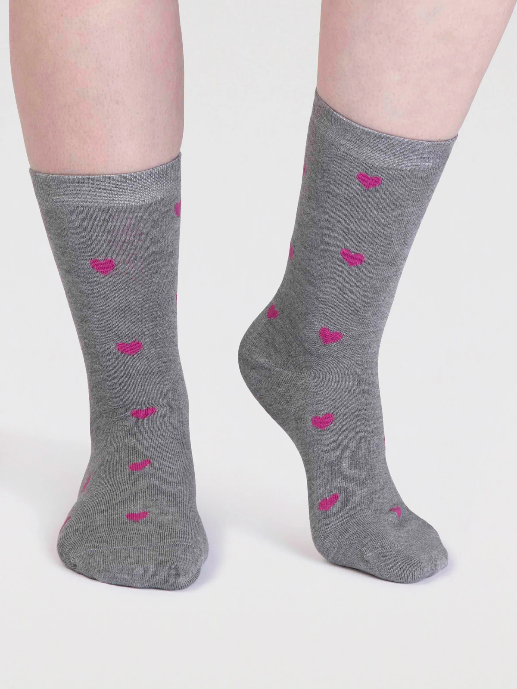 Haddie Bamboo Love Heart Socks - Grey Marle - Flockneti