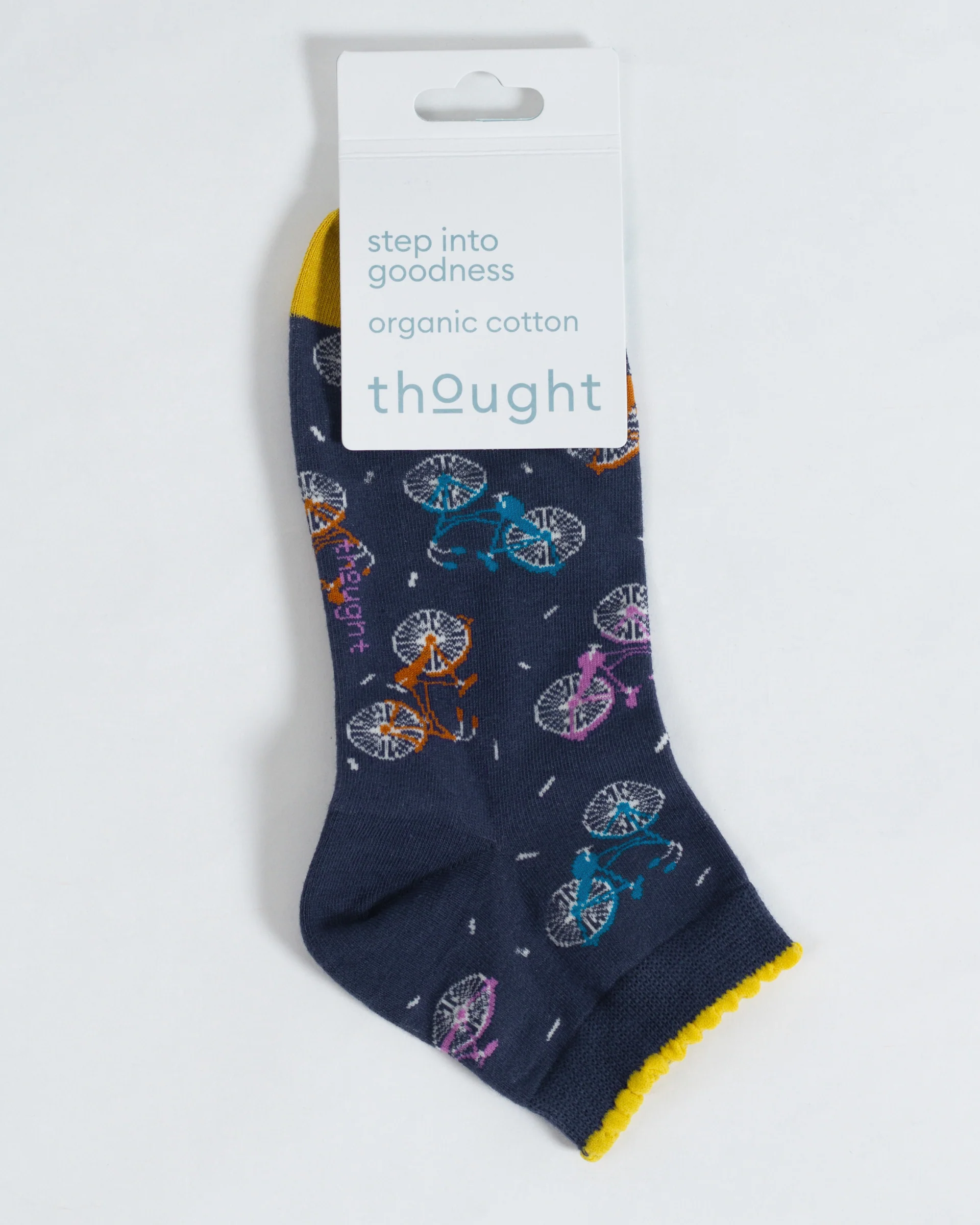 Bicycle Confetti Spot Organic Cotton Ankle Socks - Blue/Yellow - Flockneti