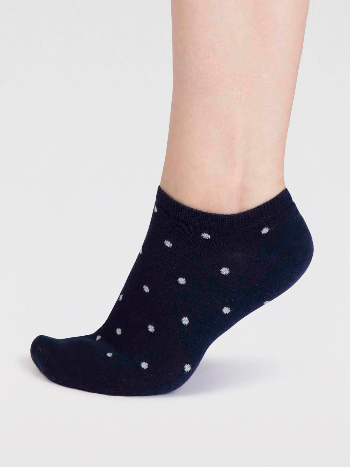 Dottie Bamboo Spotty Trainer Socks - Navy - Flockneti