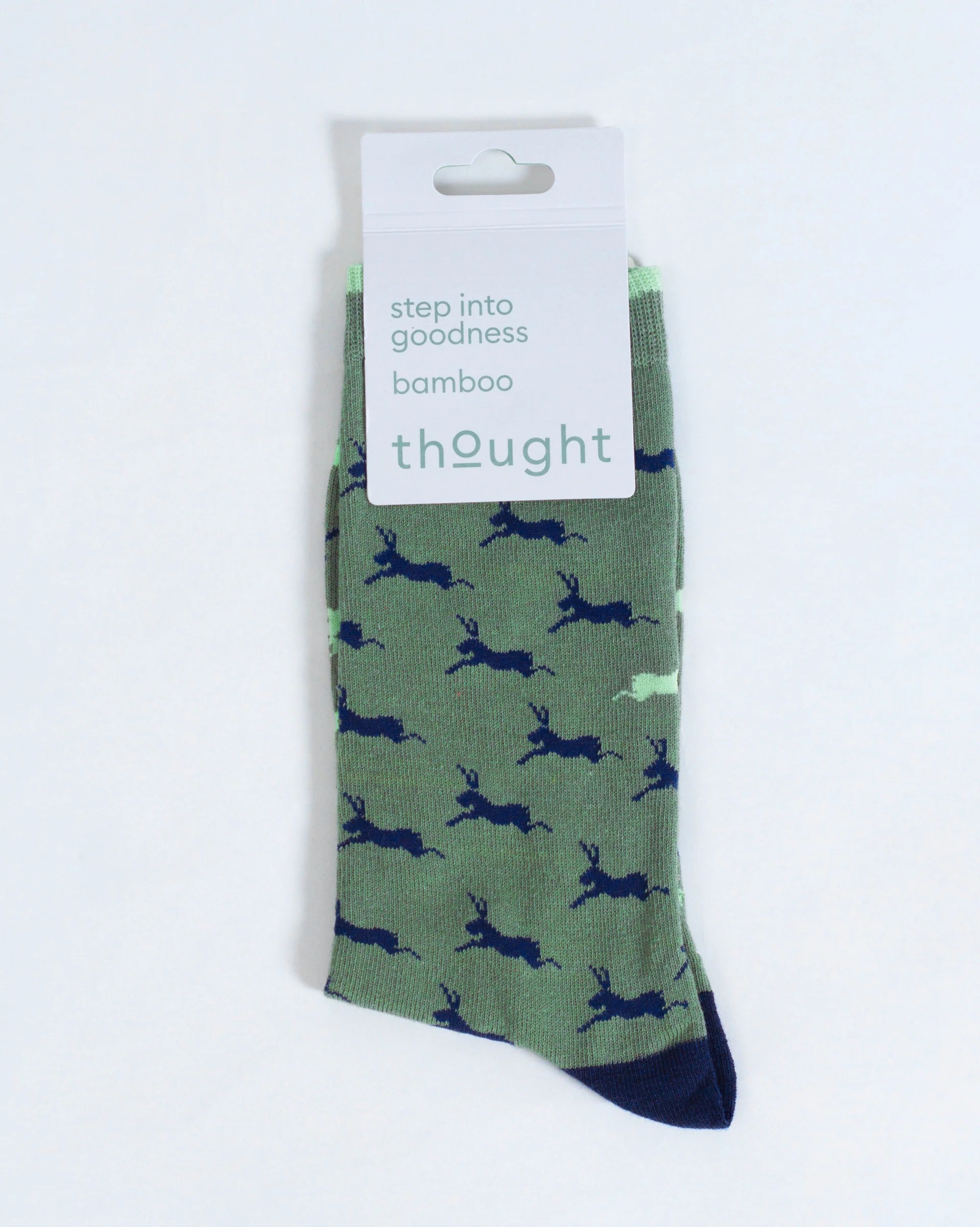Hare Bamboo Crew Socks - Green/Hare - Flockneti