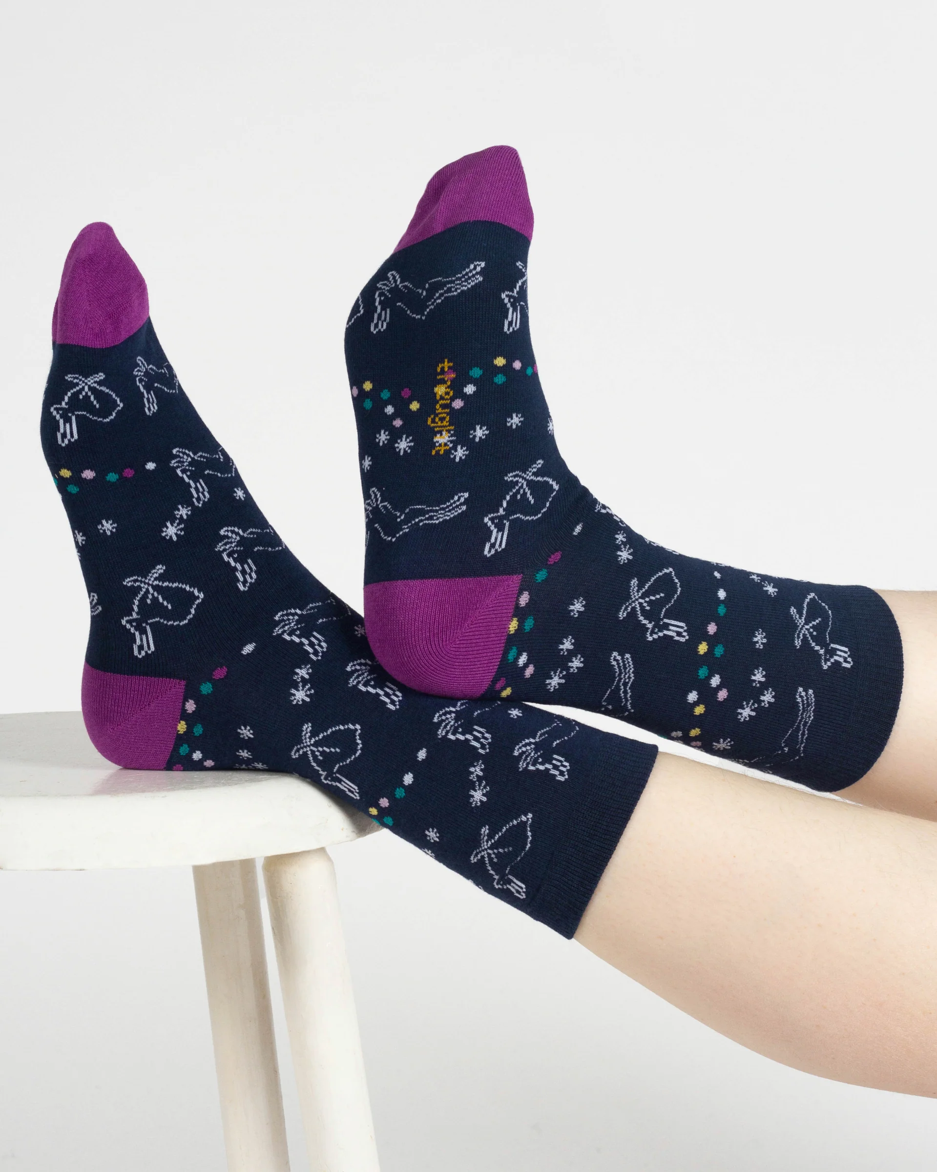 Starry Night Owl Bamboo Gift Box of 4 Socks - Blue Multi - Flockneti